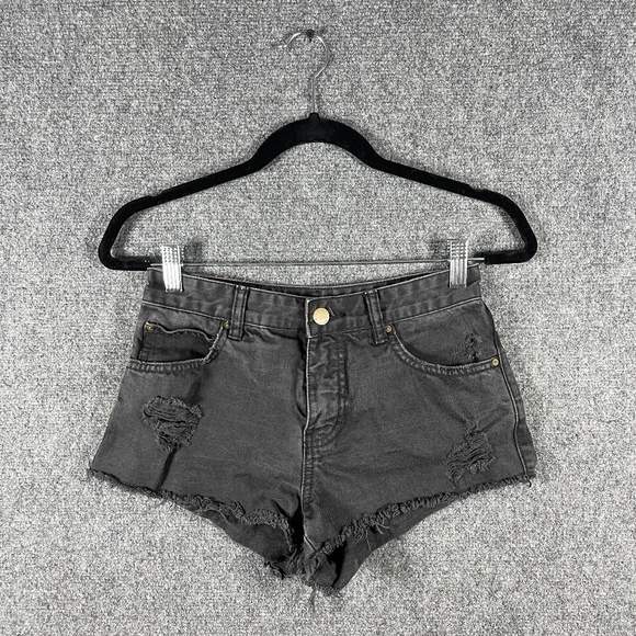 Billabong Denim Shorts Black Distressed Frayed Hem Womens Size 25 #1267 - Picture 1 of 8